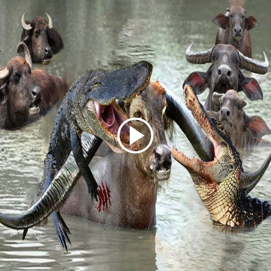 The courage of a leader! The buffalo leader recklessly rushed into the river to die and attacked a herd of crocodiles to open a migration path.